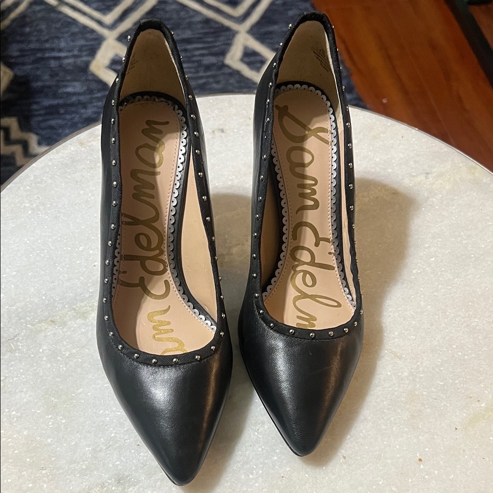 Sam Edelman Black Leather Heels with Studs